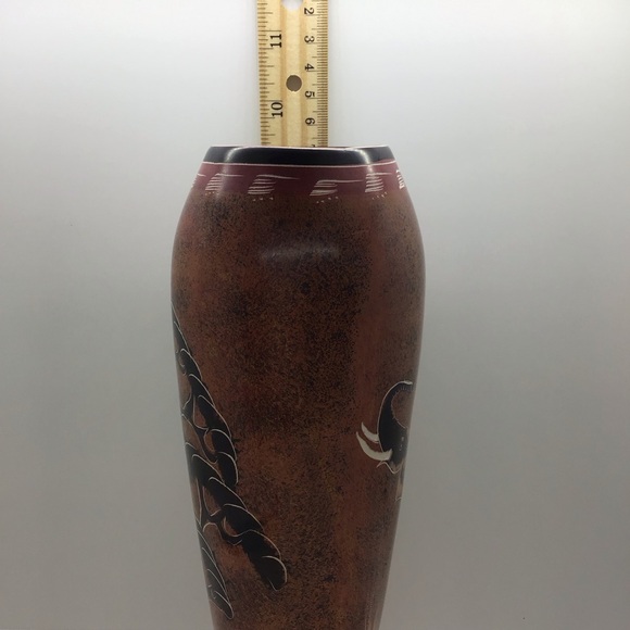 Vintage Hand Carved Soapstone African Vase Elephant Tree Nature - Picture 9 of 11